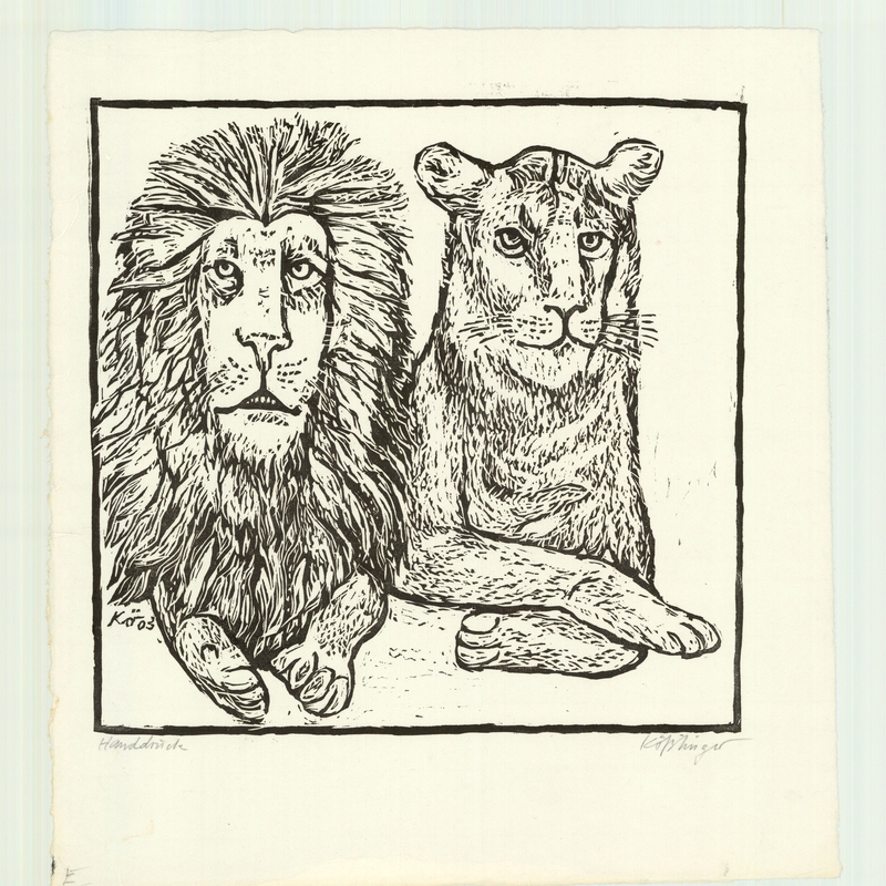 Löwen, 2003, Linolschnitt 306x296
