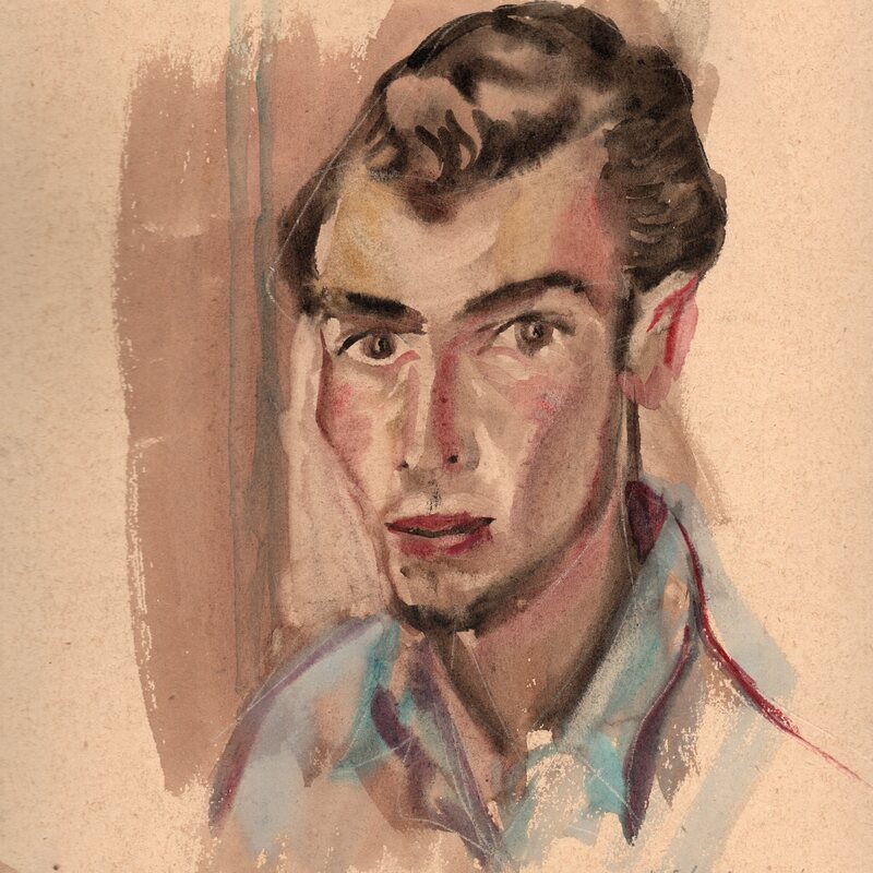 Selbstportrait 1945, Aquarell (unverkäuflich)
