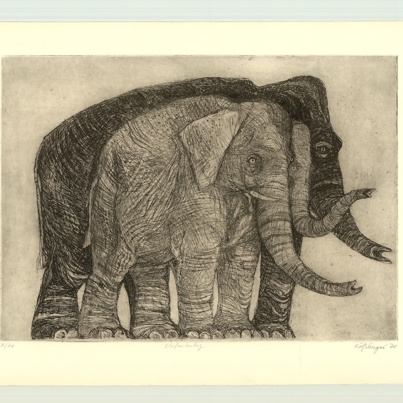 Elefantenberg, 1970, Radierung 496x356